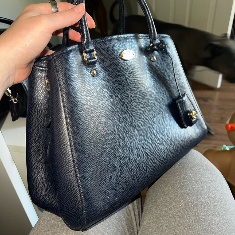 Navy Blue Coach Genuine Leather Bag